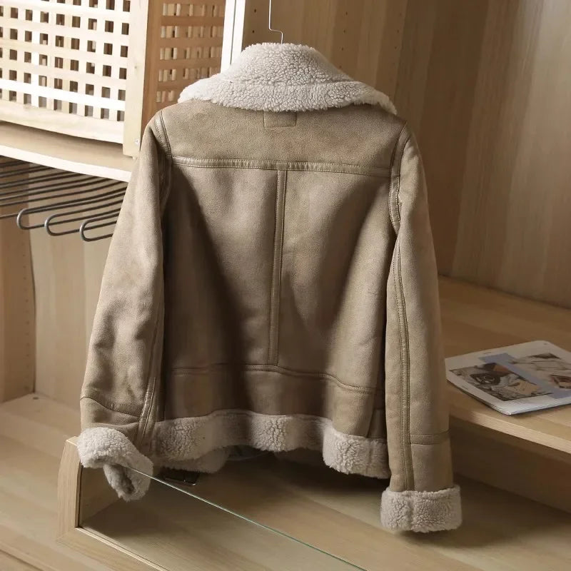 Winter Women Thick Warm Suede Lamb Jacket