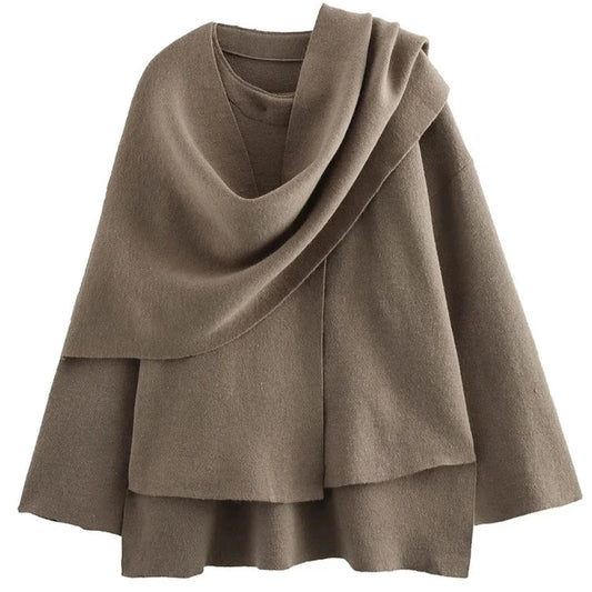 Jacket asymmetric scarf jacket